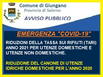 EMERGENZA DA VIRUS "COVID19" - RIDUZIONE TARI E CANONE SERVIZIO IDRICO
